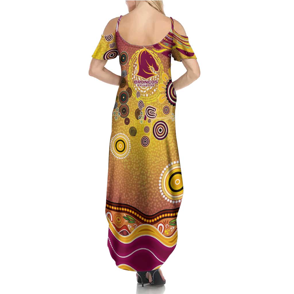 Brisbane Broncos Rugby Summer Maxi Dress Australian Aboriginal Dot Painting Style