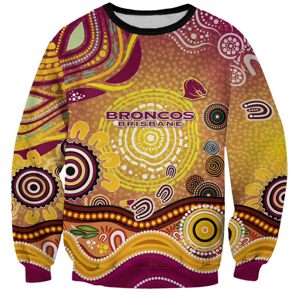 Brisbane Broncos Rugby Sweatshirt Australian Aboriginal Dot Painting Style