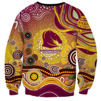 Brisbane Broncos Rugby Sweatshirt Australian Aboriginal Dot Painting Style