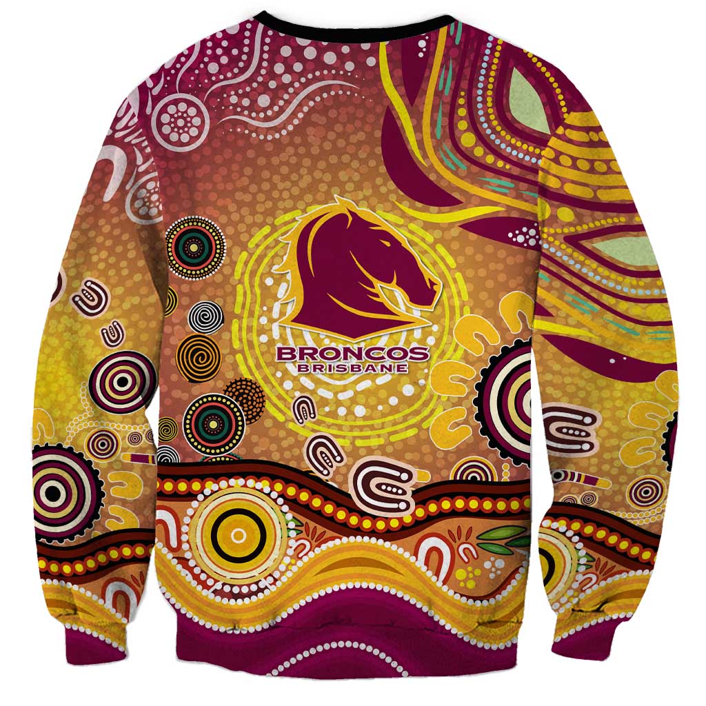 Brisbane Broncos Rugby Sweatshirt Australian Aboriginal Dot Painting Style