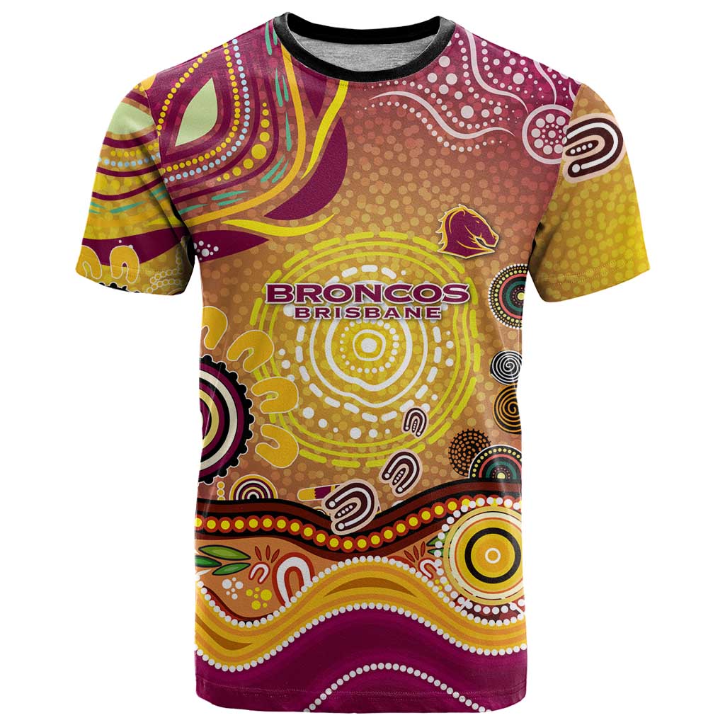 Brisbane Broncos Rugby T Shirt Australian Aboriginal Dot Painting Style