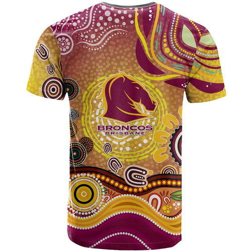 Brisbane Broncos Rugby T Shirt Australian Aboriginal Dot Painting Style