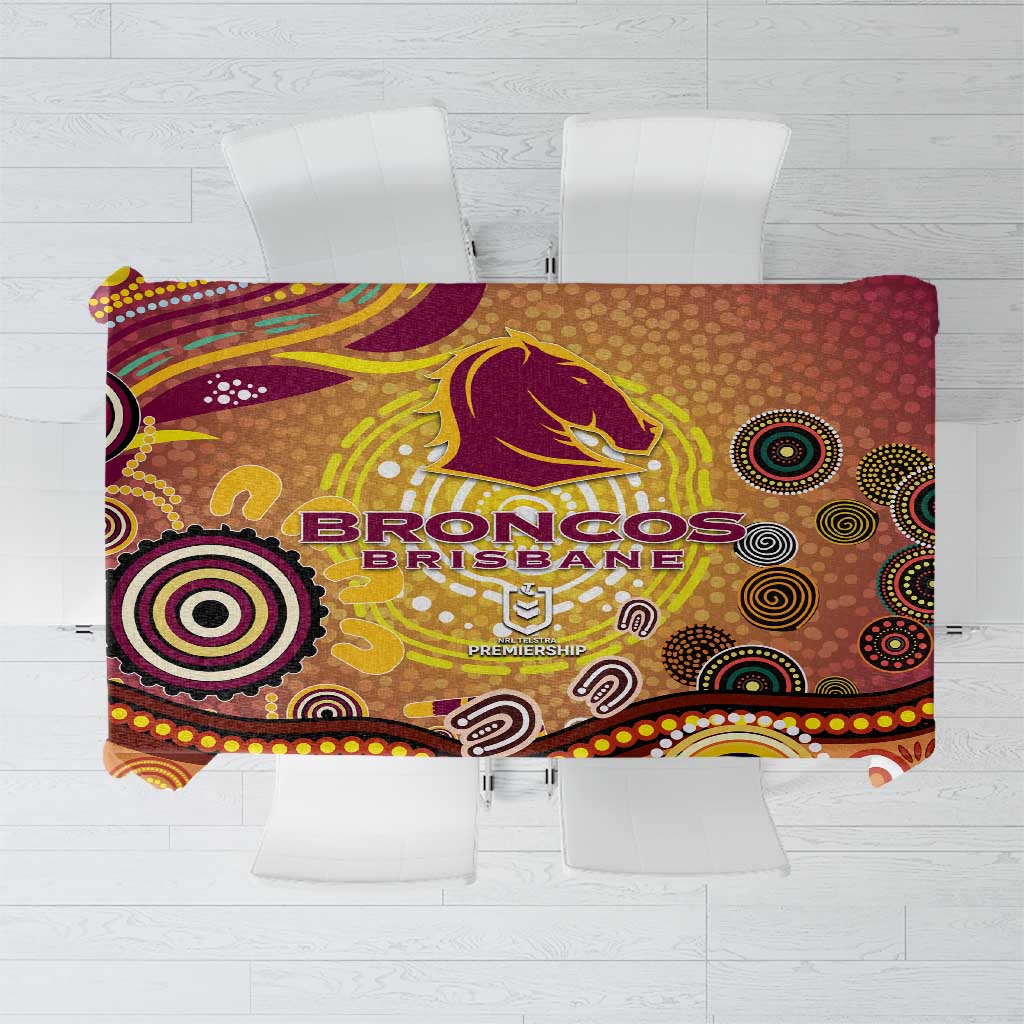 Brisbane Broncos Rugby Tablecloth Australian Aboriginal Dot Painting Style