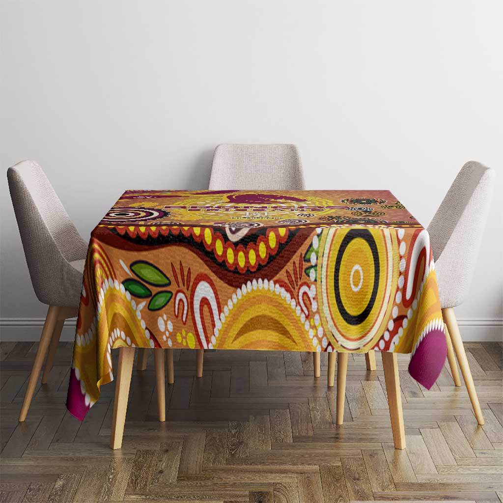 Brisbane Broncos Rugby Tablecloth Australian Aboriginal Dot Painting Style