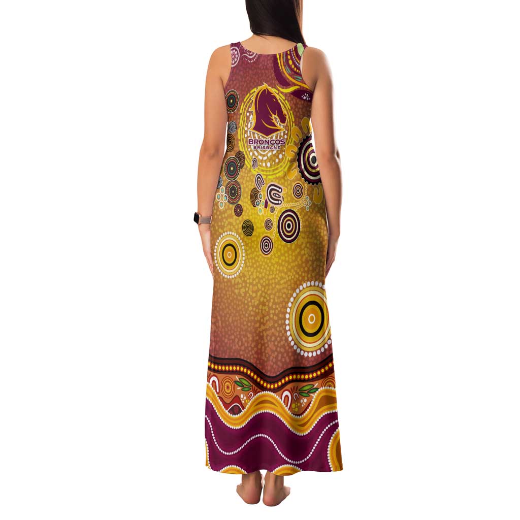 Brisbane Broncos Rugby Tank Maxi Dress Australian Aboriginal Dot Painting Style
