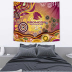 Brisbane Broncos Rugby Tapestry Australian Aboriginal Dot Painting Style
