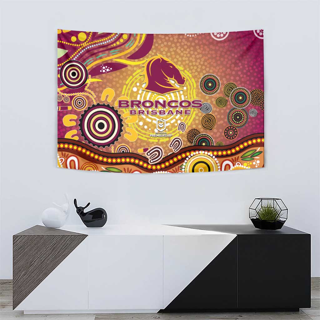 Brisbane Broncos Rugby Tapestry Australian Aboriginal Dot Painting Style