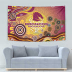 Brisbane Broncos Rugby Tapestry Australian Aboriginal Dot Painting Style
