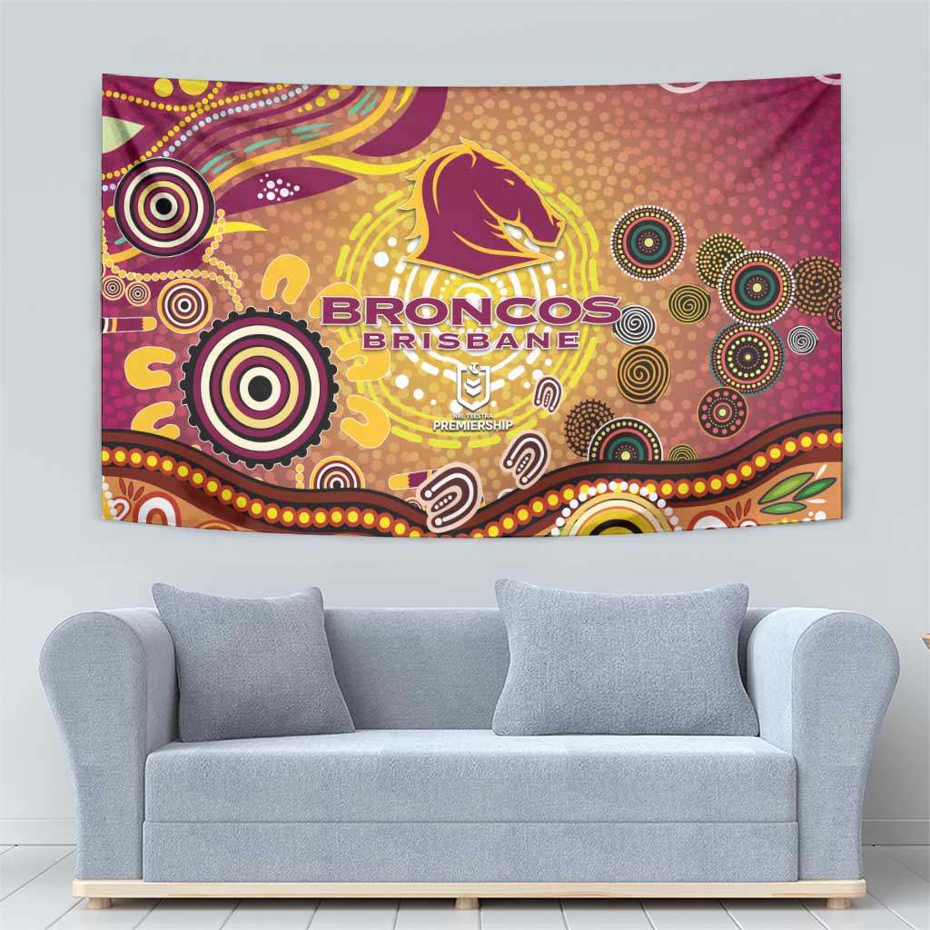 Brisbane Broncos Rugby Tapestry Australian Aboriginal Dot Painting Style