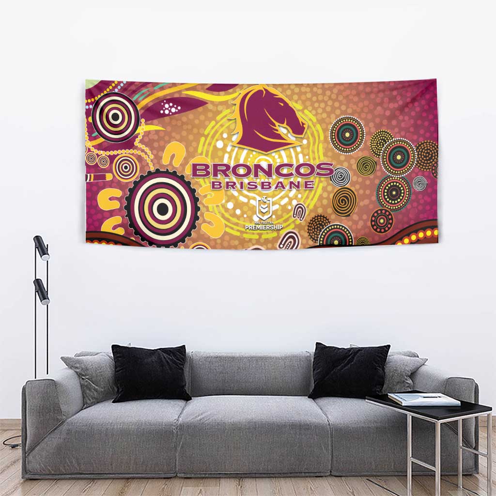 Brisbane Broncos Rugby Tapestry Australian Aboriginal Dot Painting Style