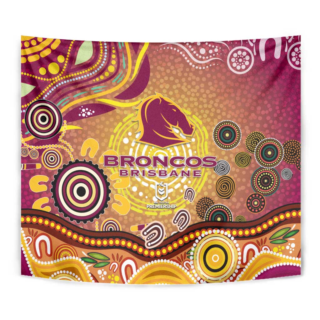 Brisbane Broncos Rugby Tapestry Australian Aboriginal Dot Painting Style