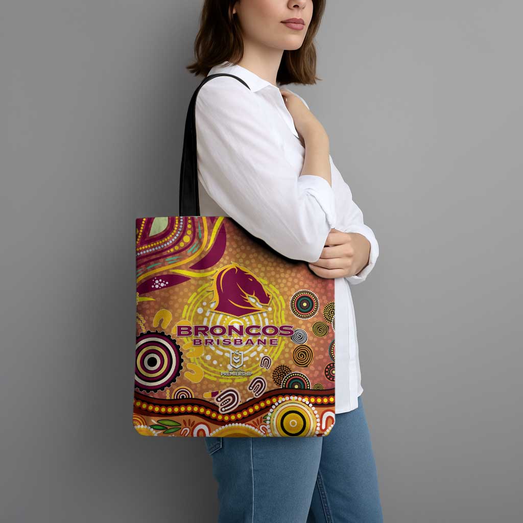Brisbane Broncos Rugby Tote Bag Australian Aboriginal Dot Painting Style