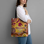 Brisbane Broncos Rugby Tote Bag Australian Aboriginal Dot Painting Style