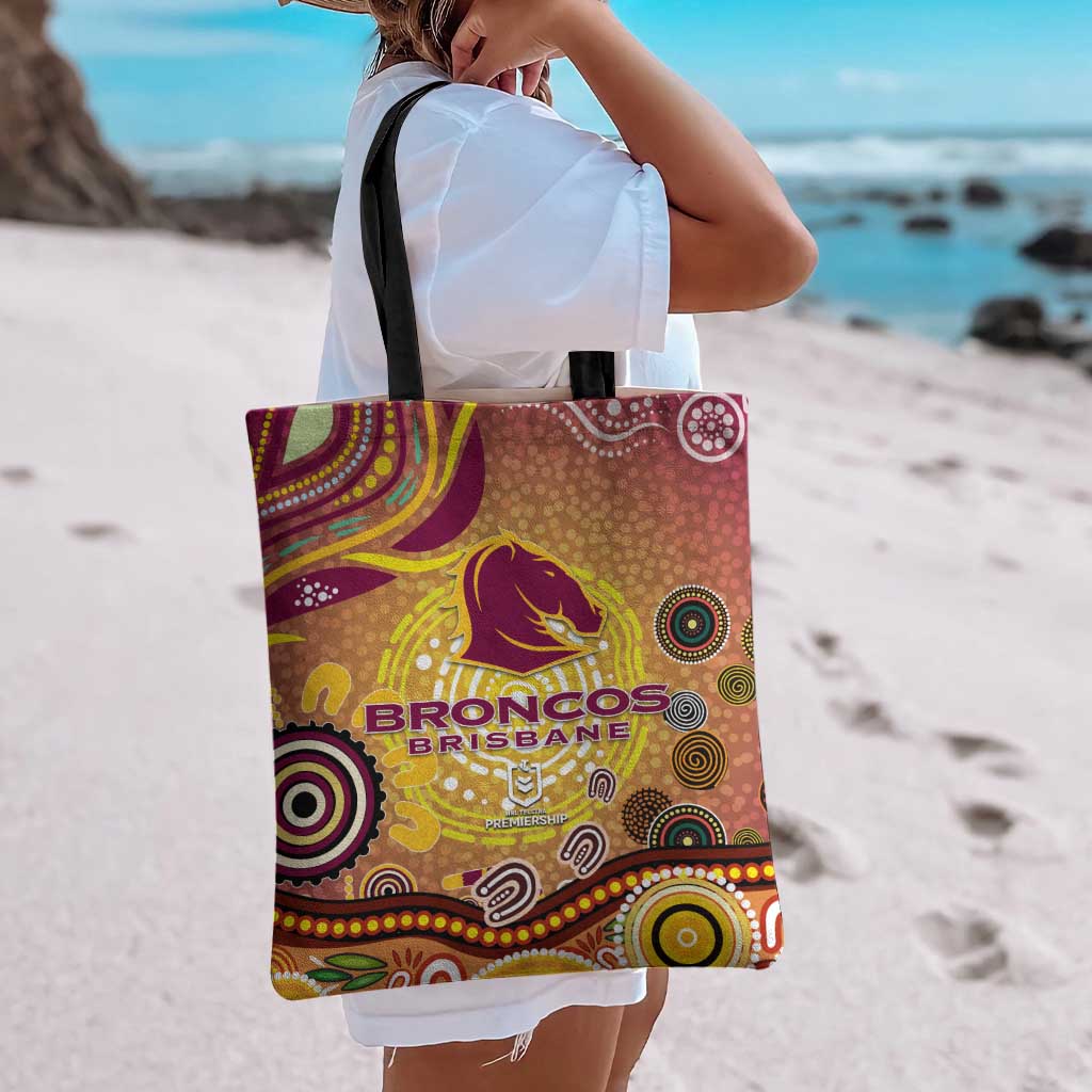 Brisbane Broncos Rugby Tote Bag Australian Aboriginal Dot Painting Style
