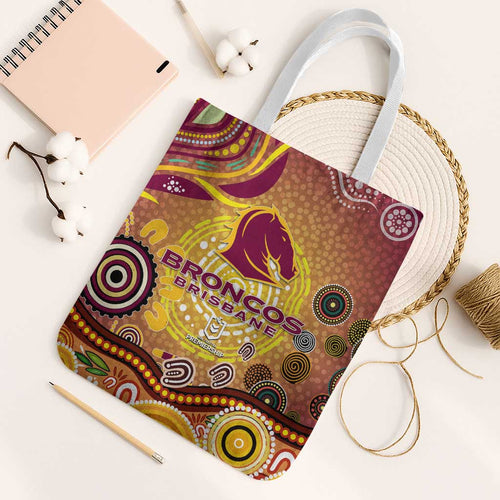 Brisbane Broncos Rugby Tote Bag Australian Aboriginal Dot Painting Style