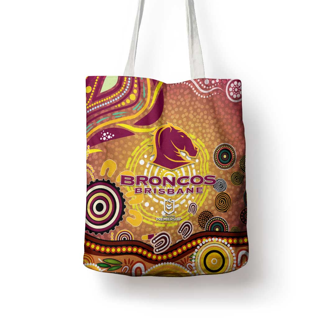 Brisbane Broncos Rugby Tote Bag Australian Aboriginal Dot Painting Style