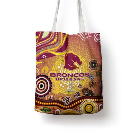 Brisbane Broncos Rugby Tote Bag Australian Aboriginal Dot Painting Style