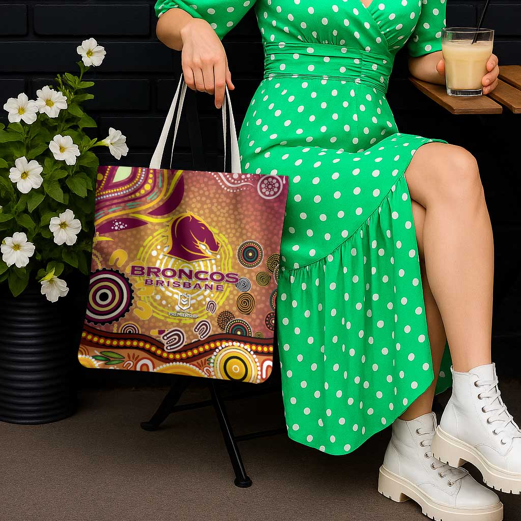 Brisbane Broncos Rugby Tote Bag Australian Aboriginal Dot Painting Style
