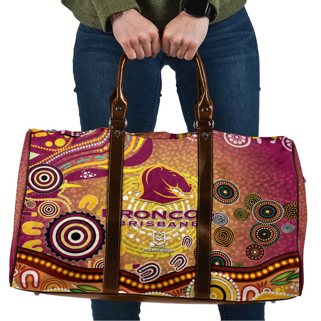 Brisbane Broncos Rugby Travel Bag Australian Aboriginal Dot Painting Style