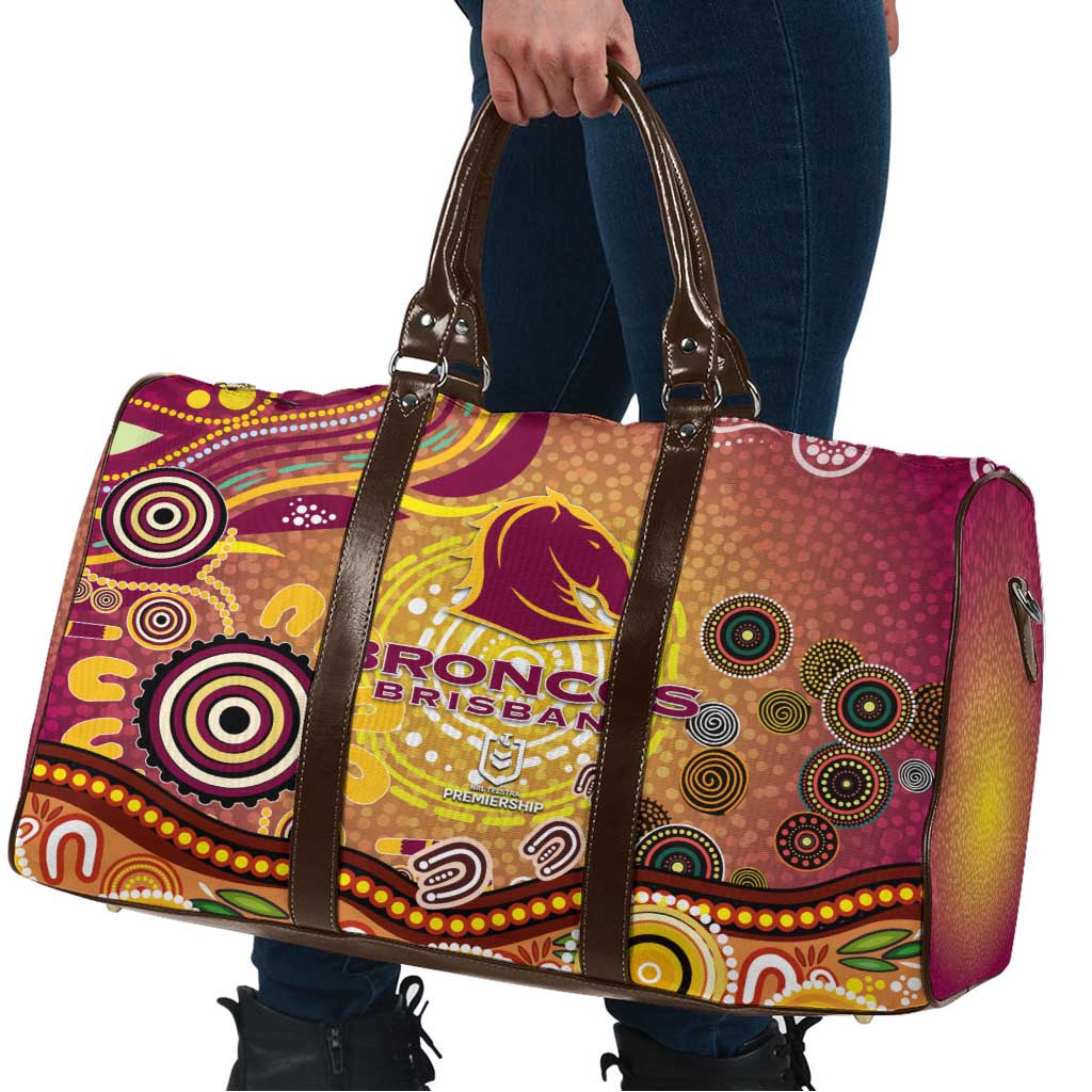 Brisbane Broncos Rugby Travel Bag Australian Aboriginal Dot Painting Style