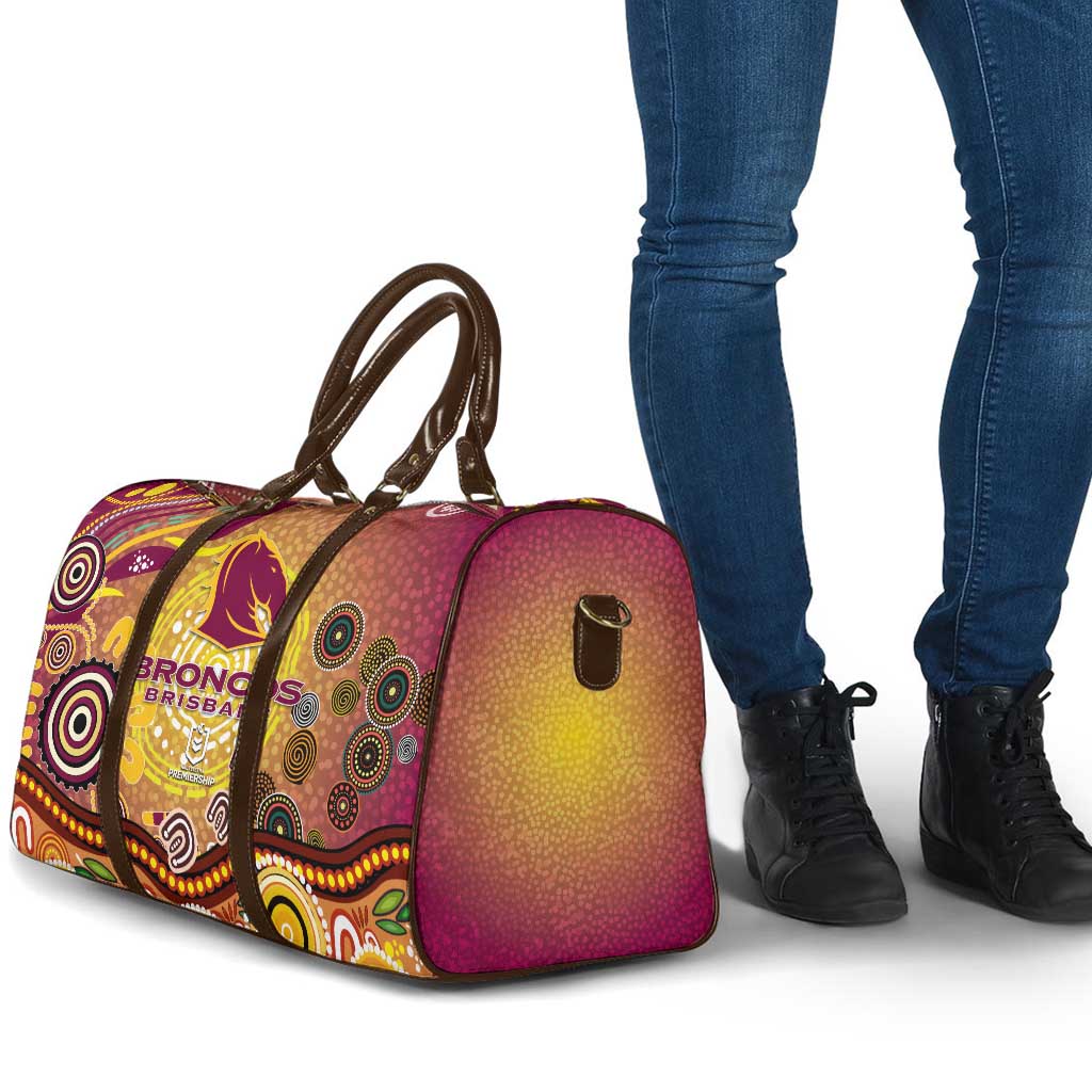 Brisbane Broncos Rugby Travel Bag Australian Aboriginal Dot Painting Style