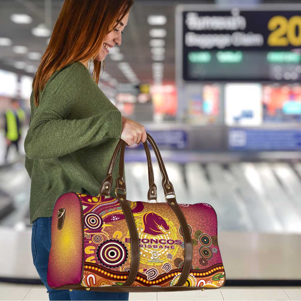 Brisbane Broncos Rugby Travel Bag Australian Aboriginal Dot Painting Style