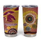 Brisbane Broncos Rugby Tumbler Cup Australian Aboriginal Dot Painting Style