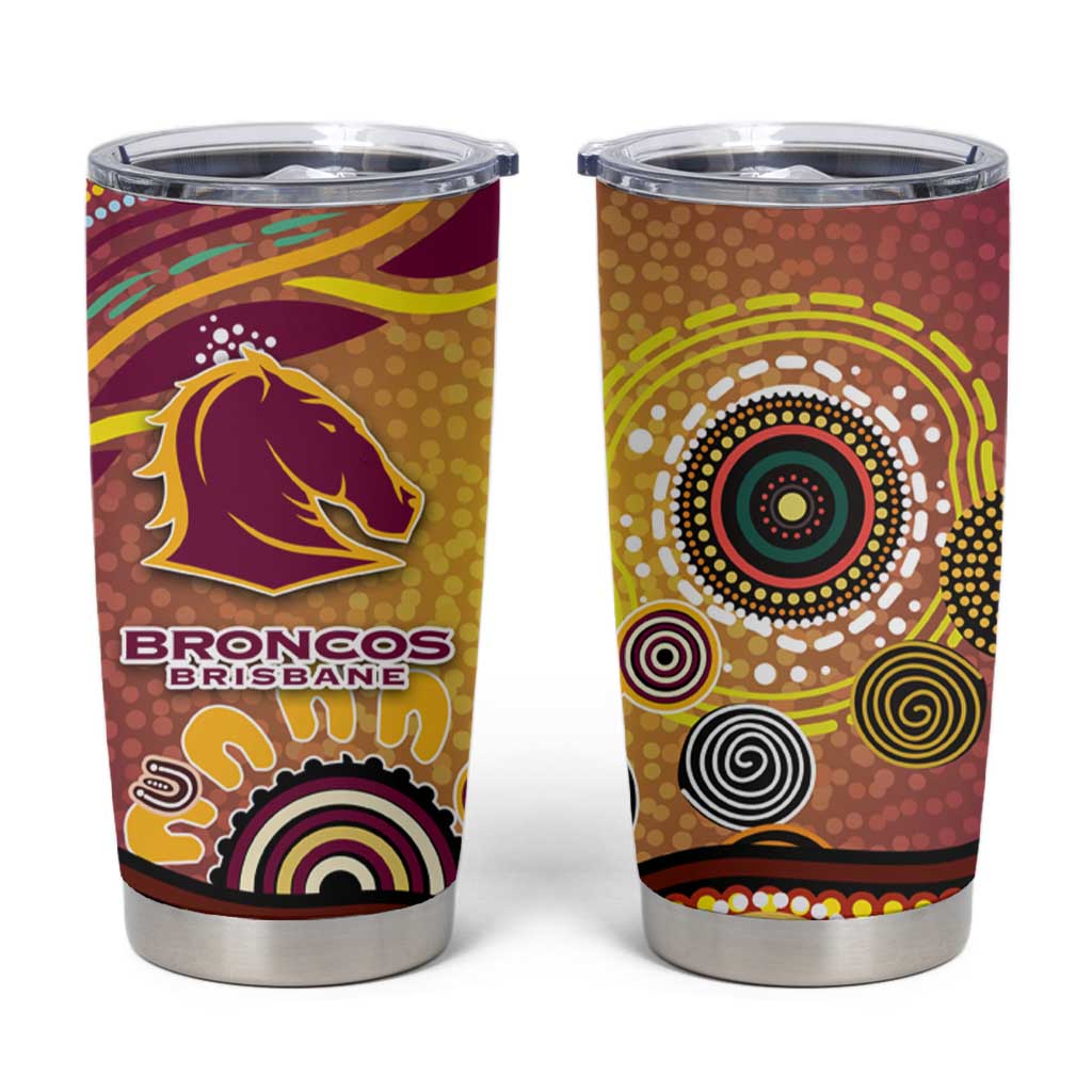 Brisbane Broncos Rugby Tumbler Cup Australian Aboriginal Dot Painting Style