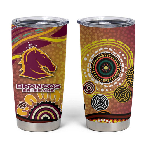 Brisbane Broncos Rugby Tumbler Cup Australian Aboriginal Dot Painting Style