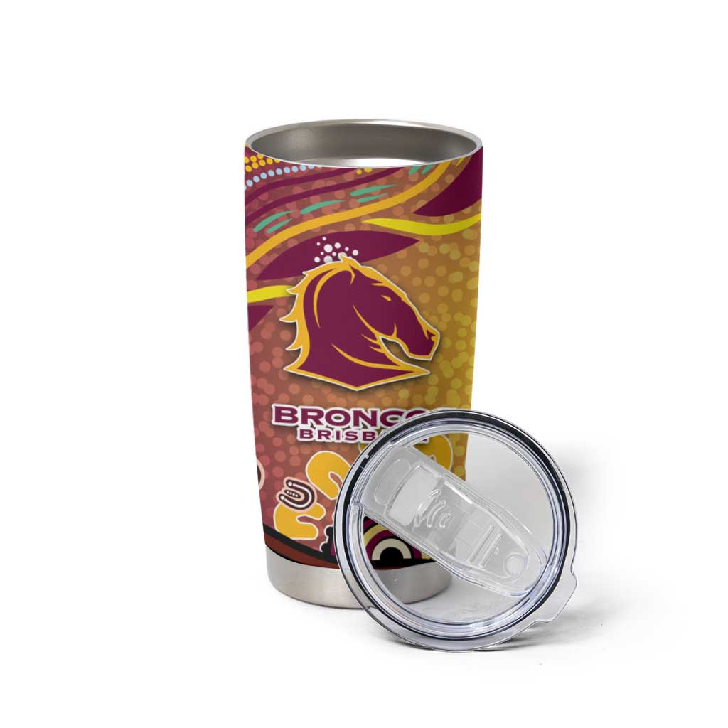 Brisbane Broncos Rugby Tumbler Cup Australian Aboriginal Dot Painting Style