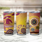 Brisbane Broncos Rugby Tumbler Cup Australian Aboriginal Dot Painting Style