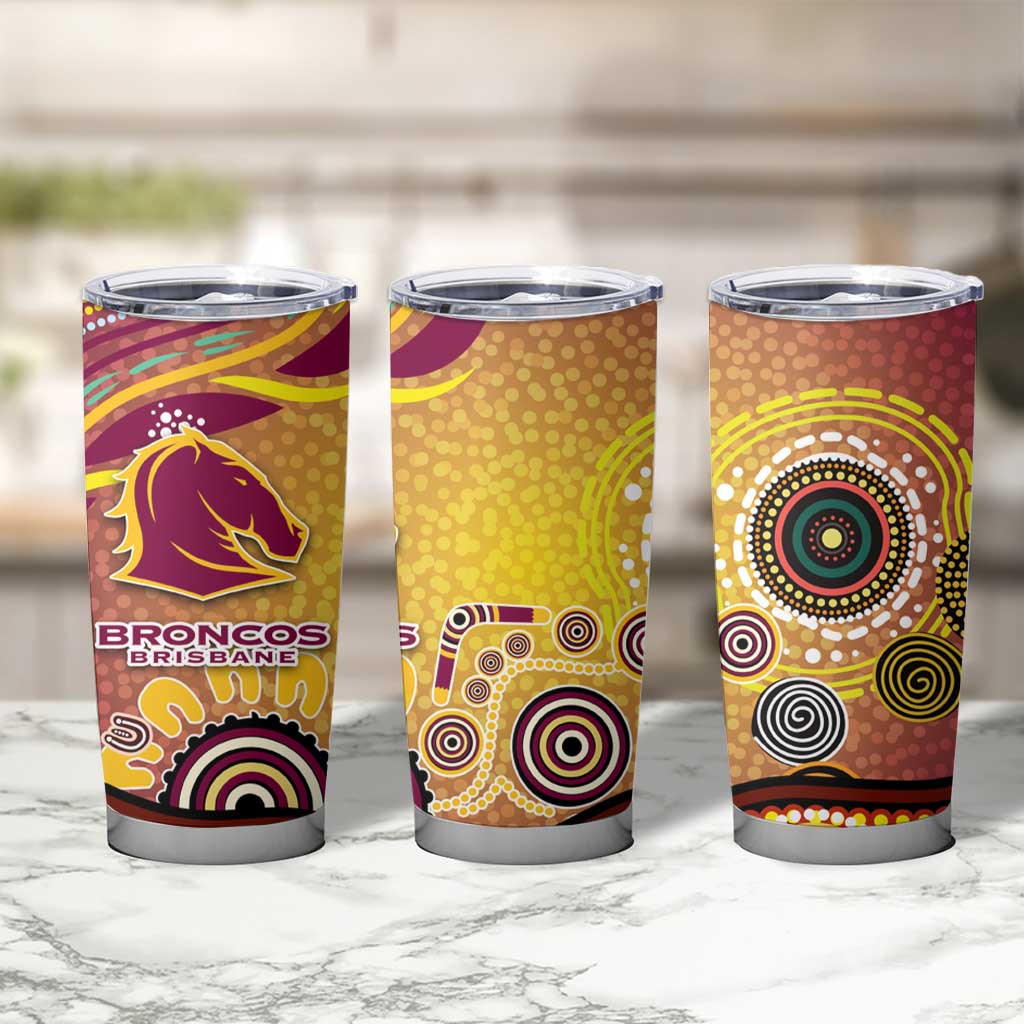 Brisbane Broncos Rugby Tumbler Cup Australian Aboriginal Dot Painting Style