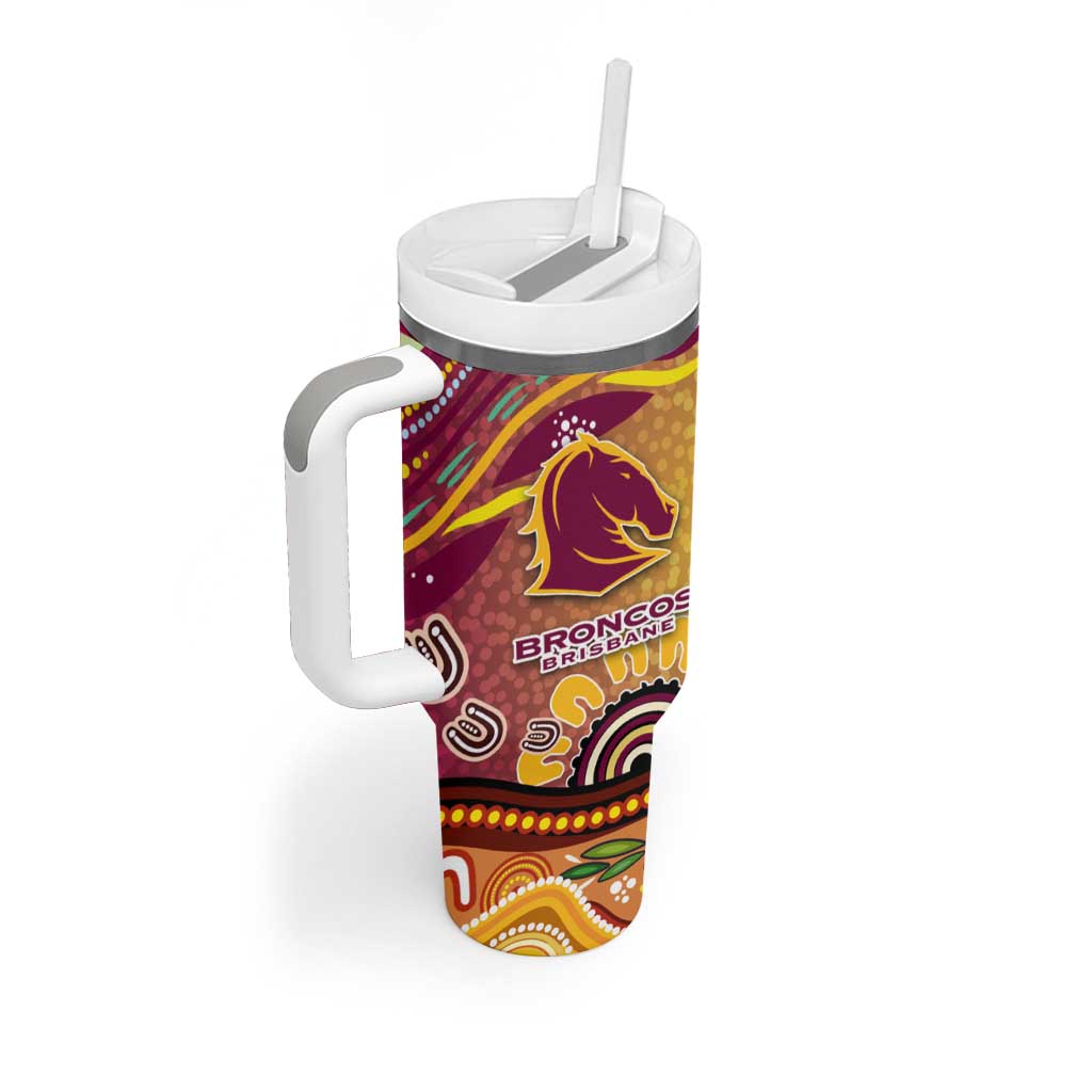 Brisbane Broncos Rugby Tumbler With Handle Australian Aboriginal Dot Painting Style