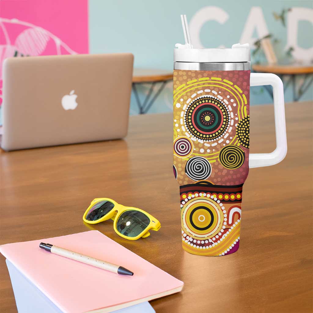 Brisbane Broncos Rugby Tumbler With Handle Australian Aboriginal Dot Painting Style