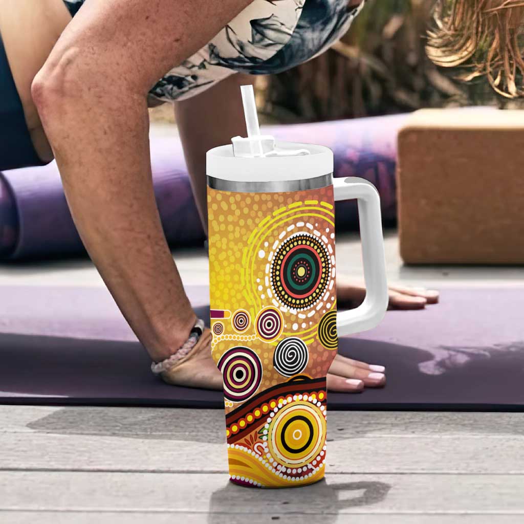 Brisbane Broncos Rugby Tumbler With Handle Australian Aboriginal Dot Painting Style