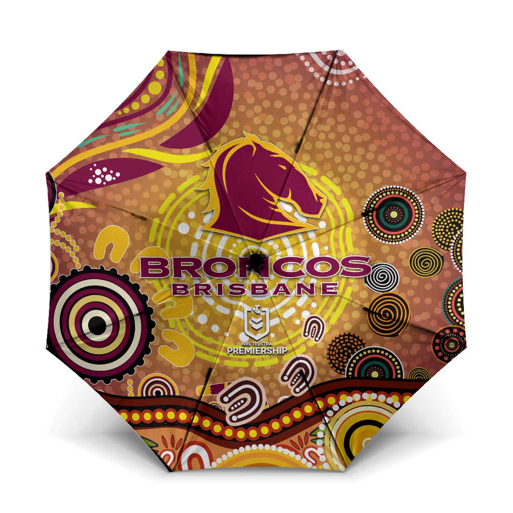 Brisbane Broncos Rugby Umbrella Australian Aboriginal Dot Painting Style
