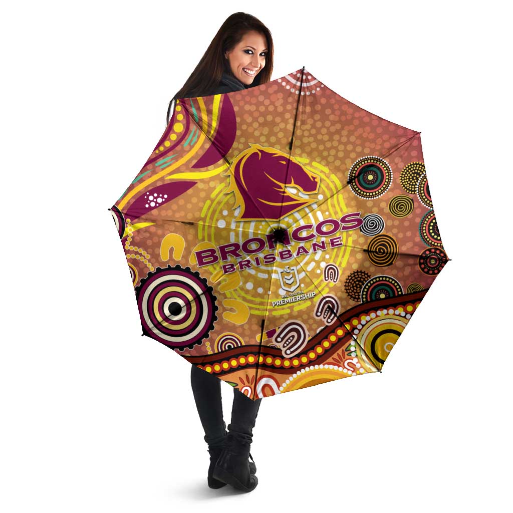 Brisbane Broncos Rugby Umbrella Australian Aboriginal Dot Painting Style