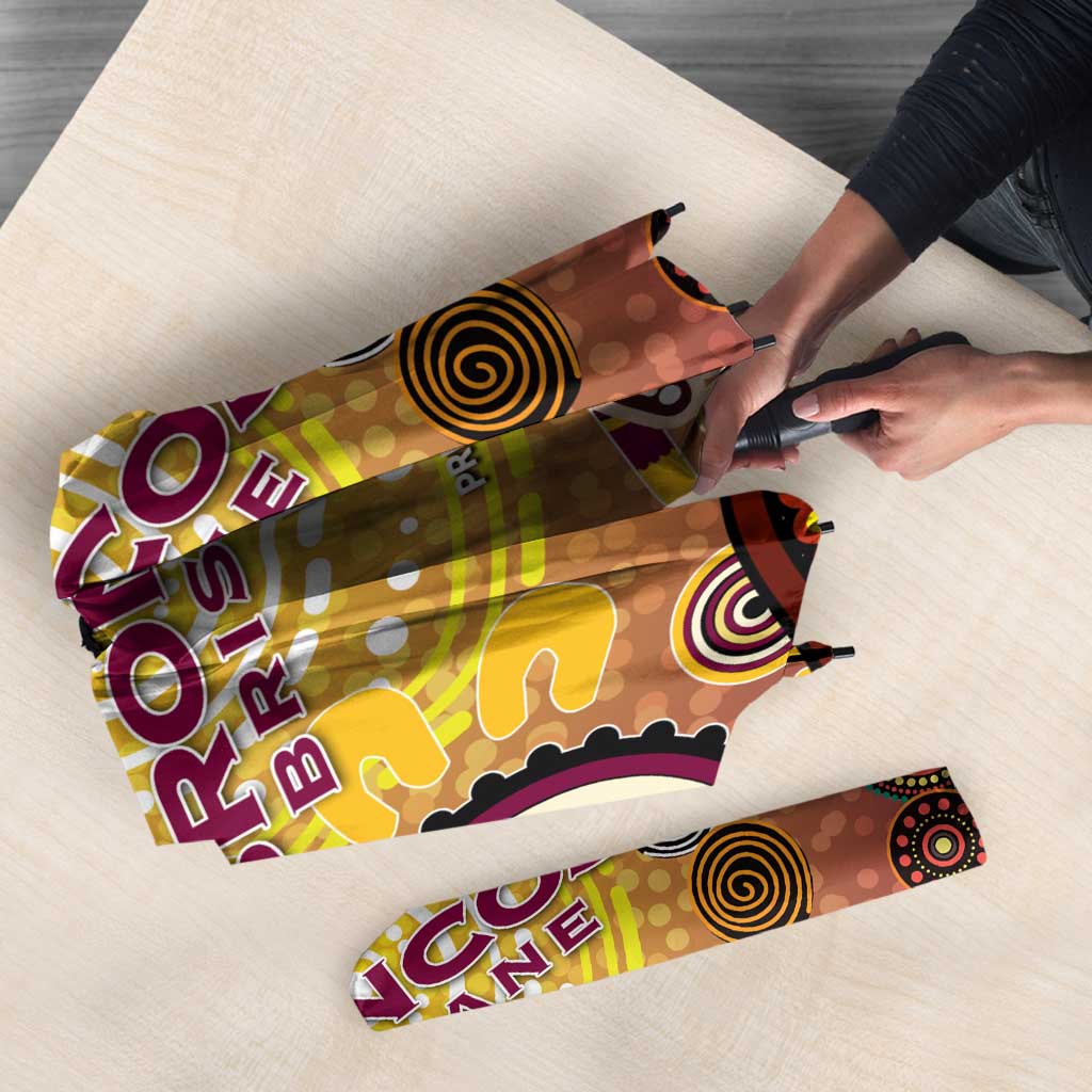 Brisbane Broncos Rugby Umbrella Australian Aboriginal Dot Painting Style