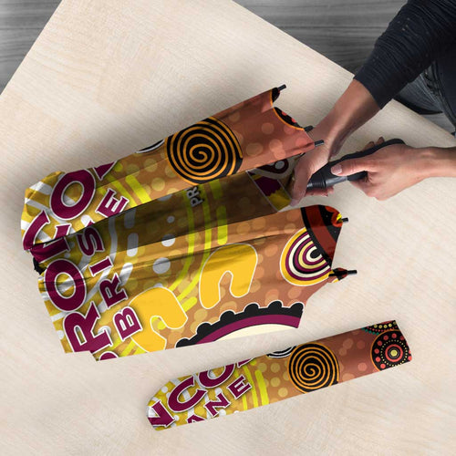 Brisbane Broncos Rugby Umbrella Australian Aboriginal Dot Painting Style