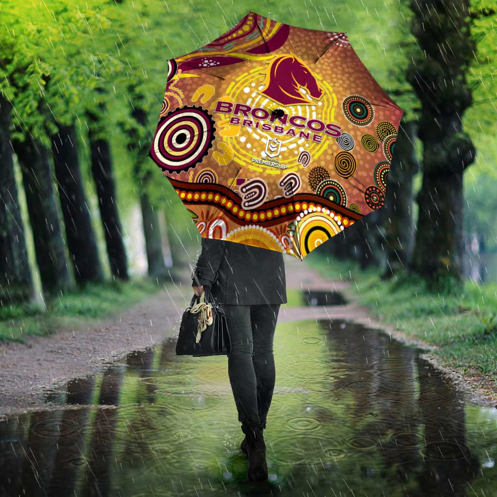 Brisbane Broncos Rugby Umbrella Australian Aboriginal Dot Painting Style