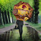Brisbane Broncos Rugby Umbrella Australian Aboriginal Dot Painting Style