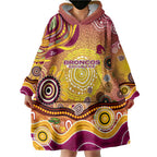 Brisbane Broncos Rugby Wearable Blanket Hoodie Australian Aboriginal Dot Painting Style