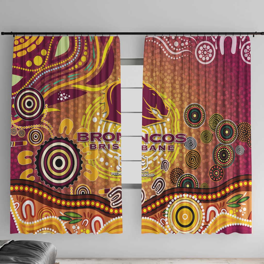 Brisbane Broncos Rugby Window Curtain Australian Aboriginal Dot Painting Style