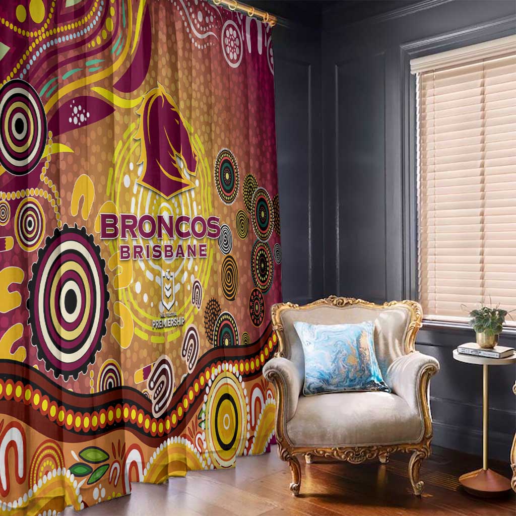 Brisbane Broncos Rugby Window Curtain Australian Aboriginal Dot Painting Style