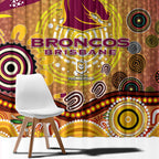 Brisbane Broncos Rugby Window Curtain Australian Aboriginal Dot Painting Style