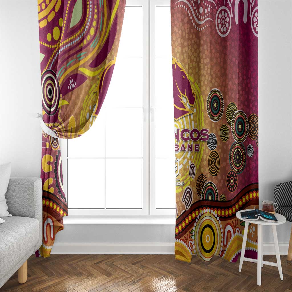 Brisbane Broncos Rugby Window Curtain Australian Aboriginal Dot Painting Style