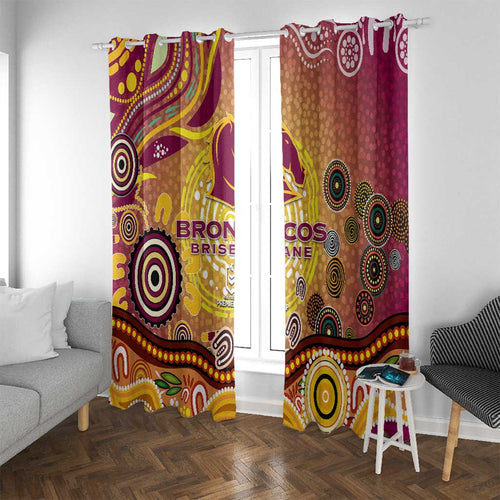 Brisbane Broncos Rugby Window Curtain Australian Aboriginal Dot Painting Style