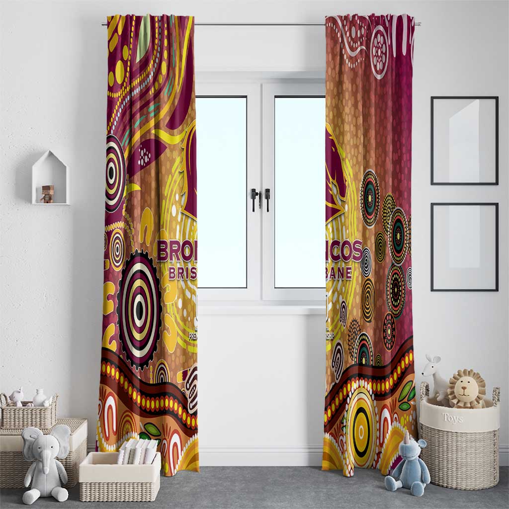 Brisbane Broncos Rugby Window Curtain Australian Aboriginal Dot Painting Style