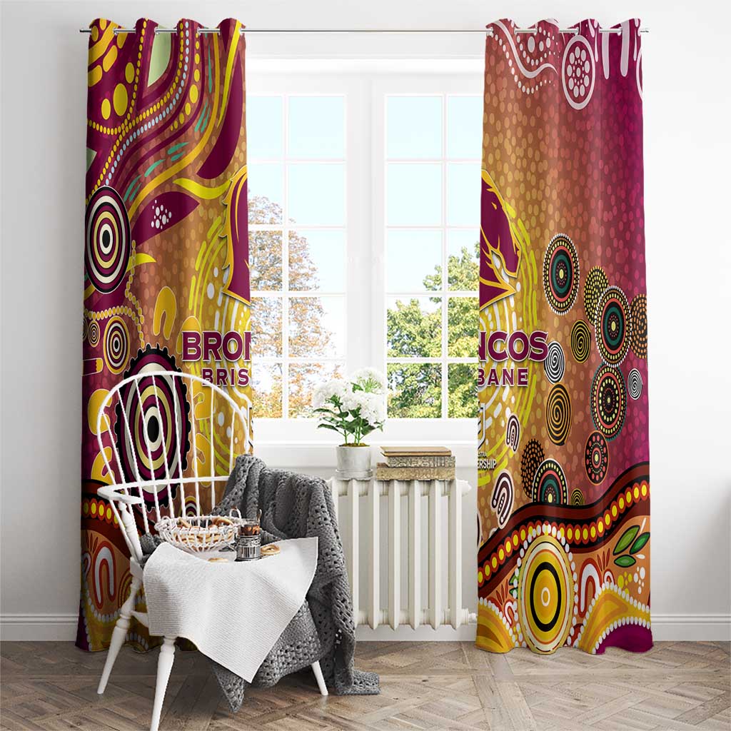 Brisbane Broncos Rugby Window Curtain Australian Aboriginal Dot Painting Style