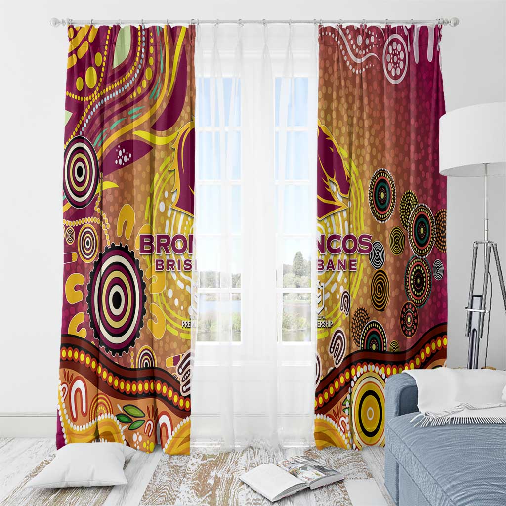 Brisbane Broncos Rugby Window Curtain Australian Aboriginal Dot Painting Style